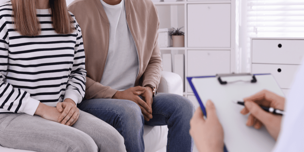 Woman and man set in doctor's office for a consultation