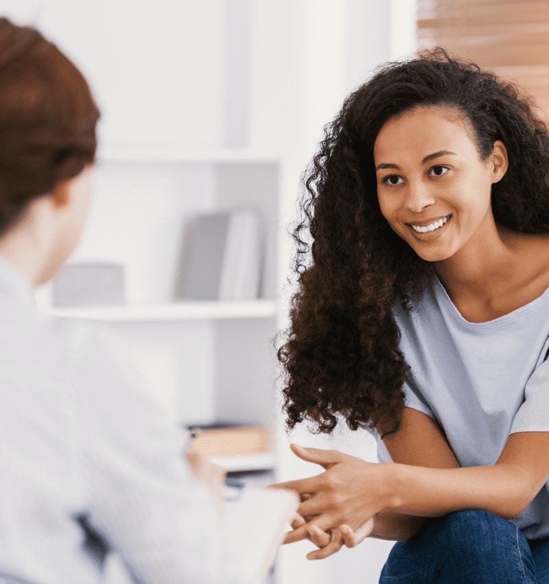 A woman receiving pregnancy option information in Branson West, Missouri