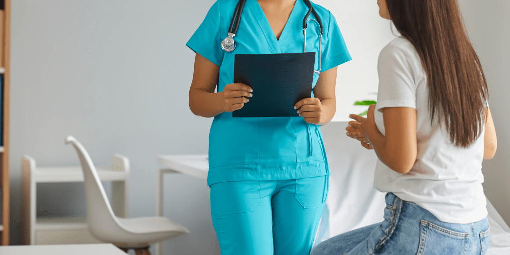 Can I get pregnant during my period? Woman consults with doctor.
